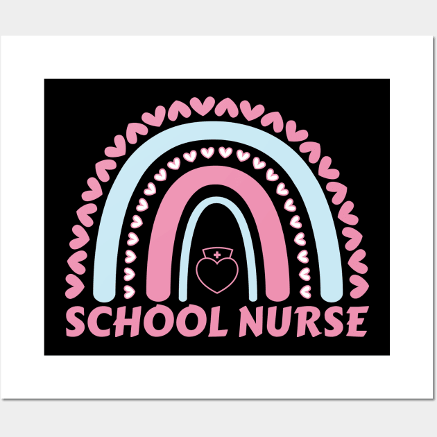 School Nurse Rainbow Leopard Appreciation Nursing For Women Wall Art by Quardilakoa